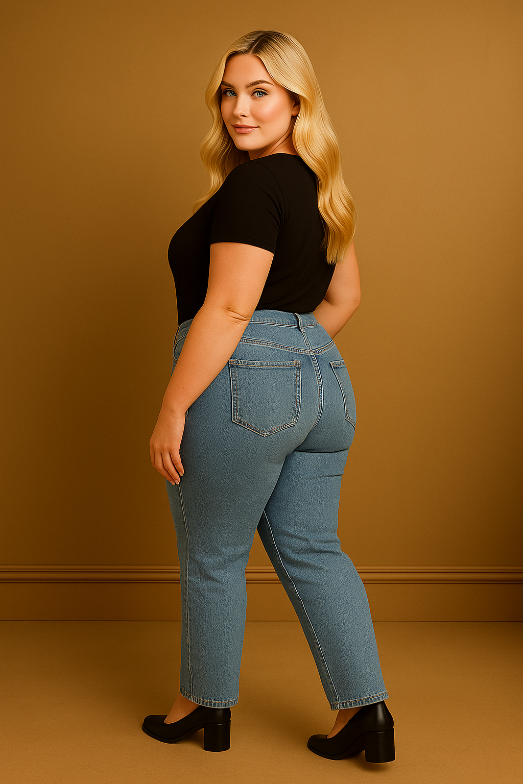 Light Blue Tapered Leg Denim Jeans