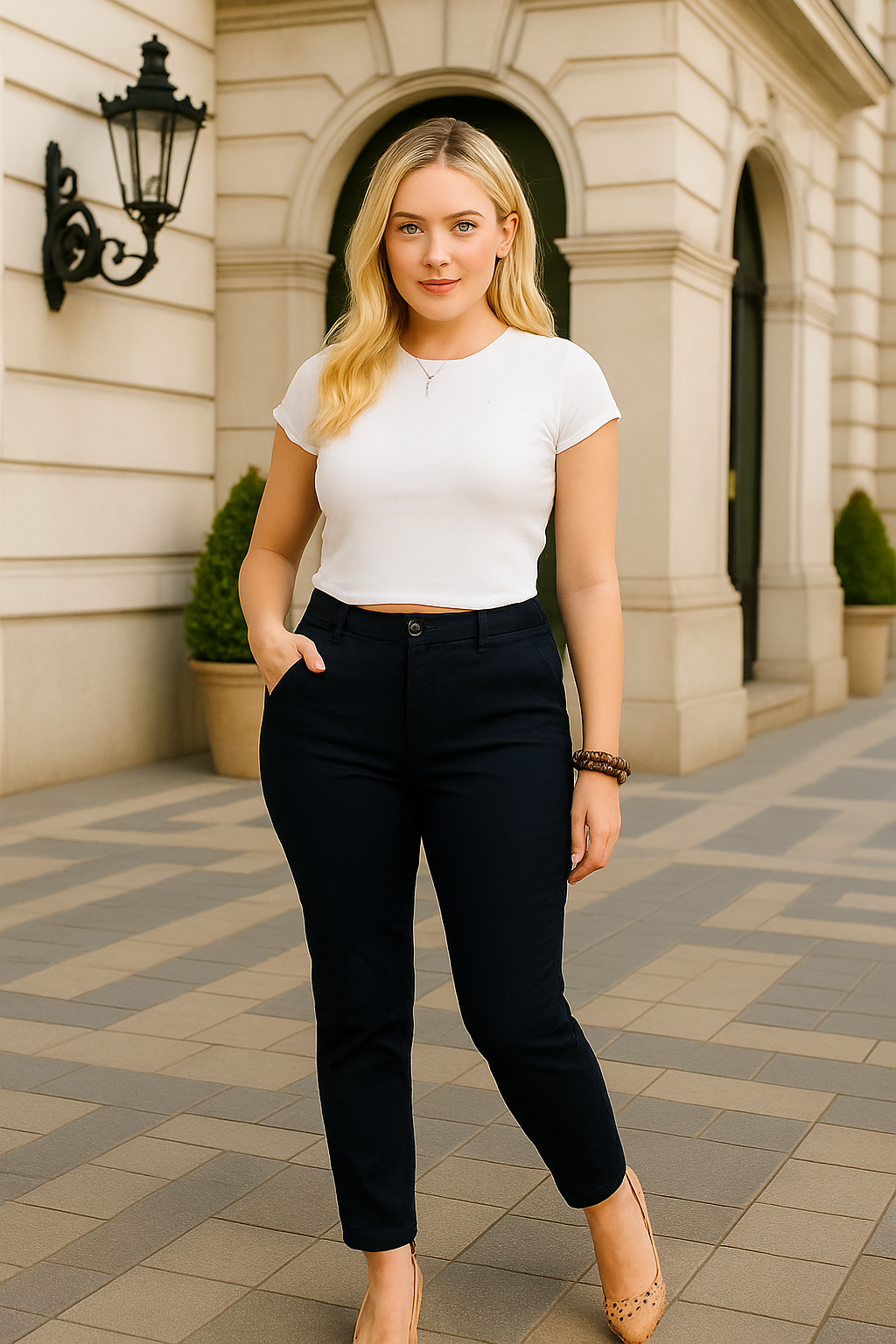 Cotton Blend Lightweight Slacks Trousers