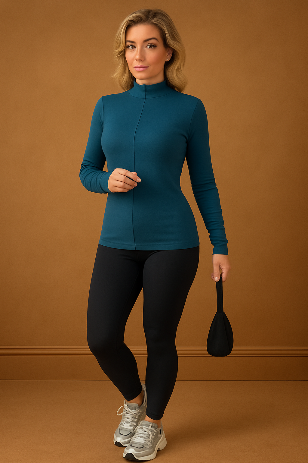 Front Seam Mock High Neck Pullover