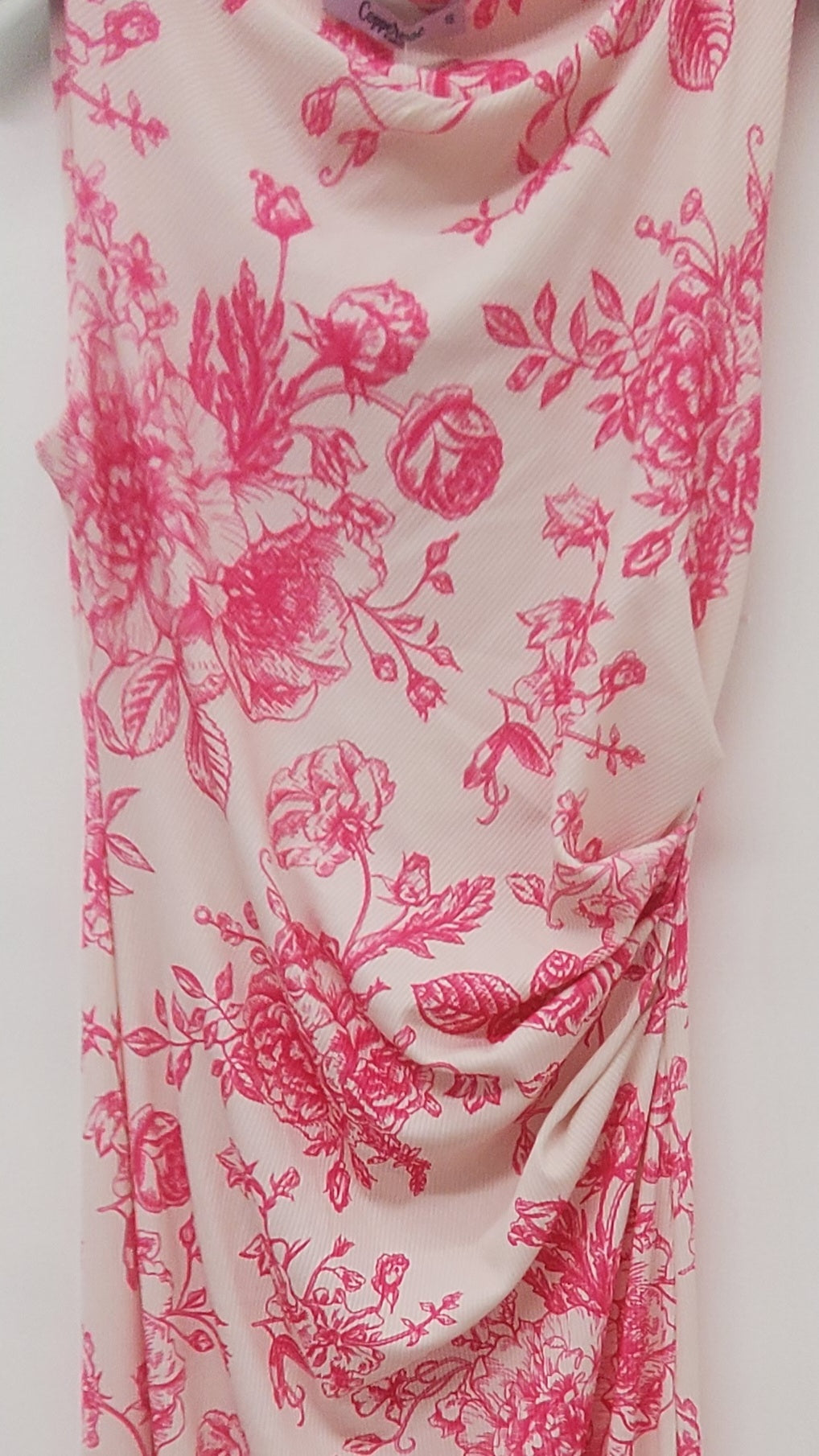 Ruched Side Slit Flower Print Midaxi Dress