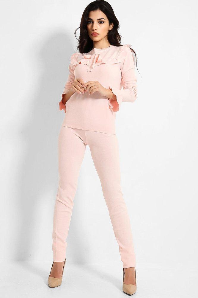 Frilled Neckline Bow Detail Set-SinglePrice
