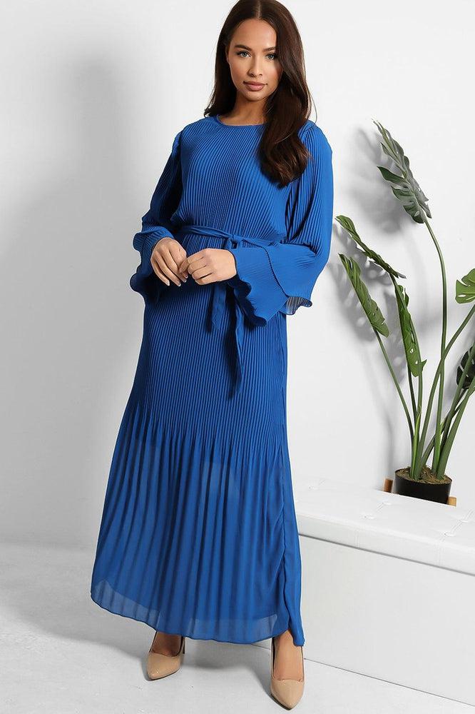 Layered Sleeves Pleated Modest Dress-SinglePrice
