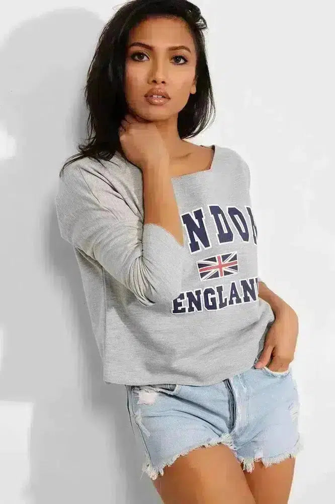 Grey London Slogan Sweatshirt-SinglePrice