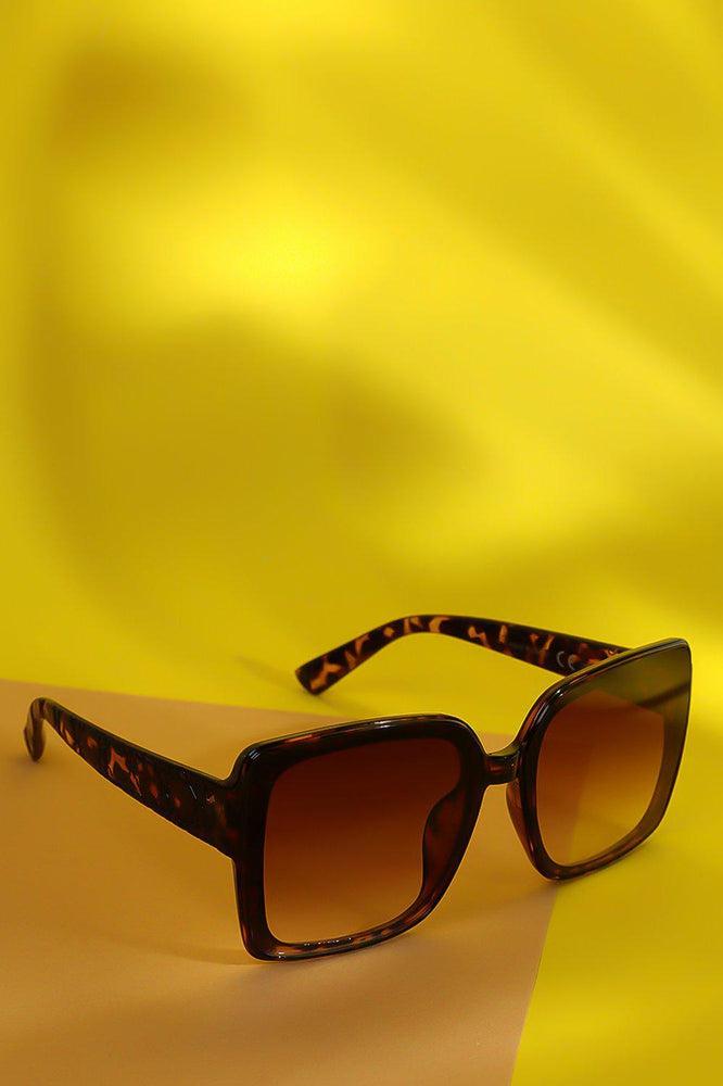Leopard Embossed Temple Square Sunglasses-SinglePrice