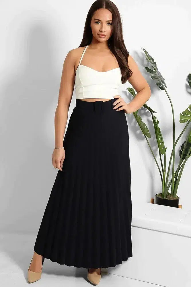 Belted Pleated Modest Skirt-SinglePrice