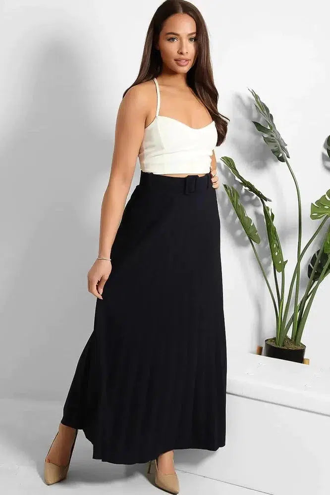 Belted Pleated Modest Skirt-SinglePrice
