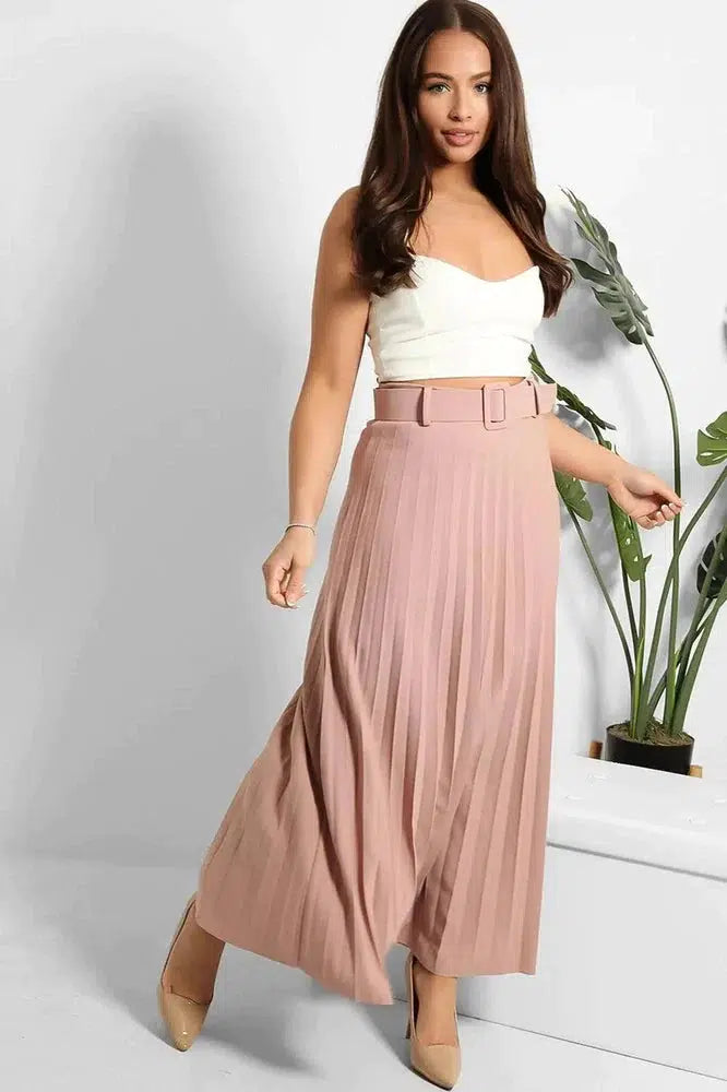 Belted Pleated Modest Skirt-SinglePrice