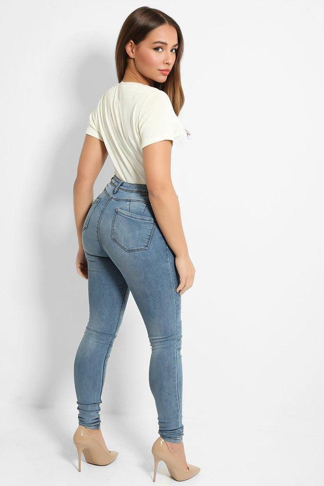 Classic Blue Curved Back Push Up Jeans-SinglePrice