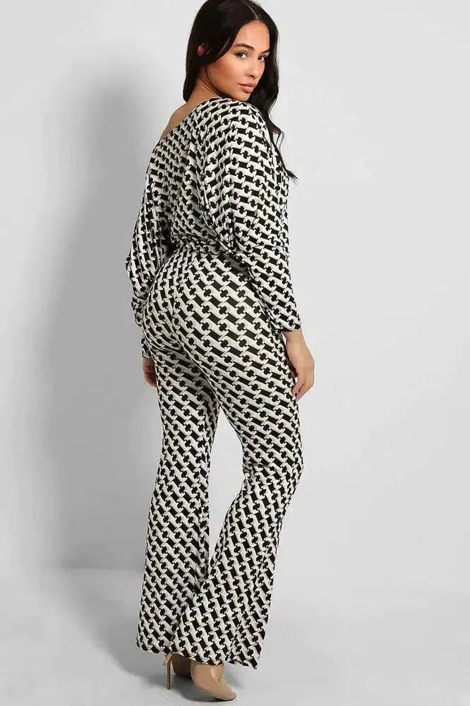 Geo Print Batwing Top And Trousers Slinky Set-SinglePrice