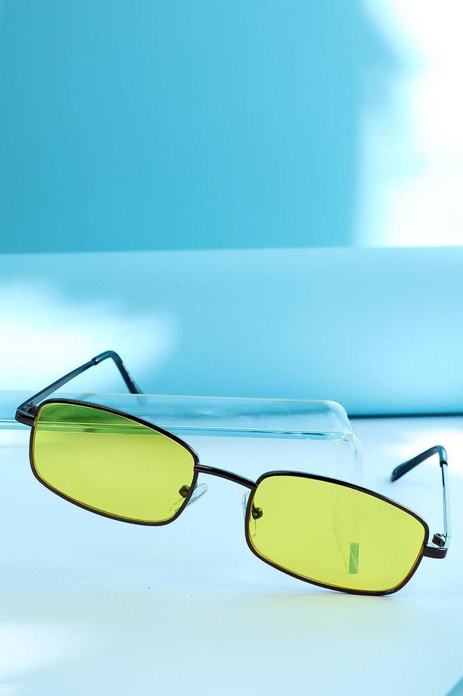 Yellow Retro Squoval Aviator Sunglasses-SinglePrice