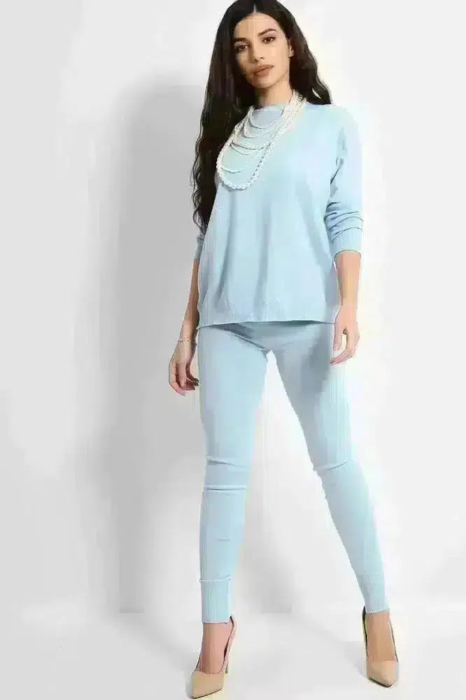 Soft Knit Lounge Set With Pearl Necklace-SinglePrice