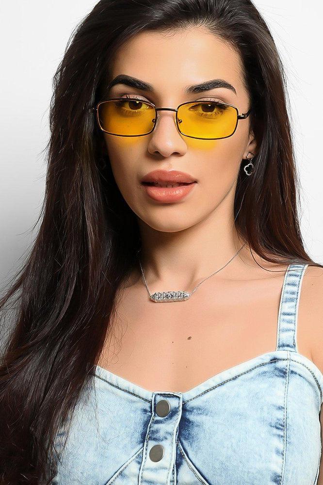 Yellow Retro Squoval Aviator Sunglasses-SinglePrice