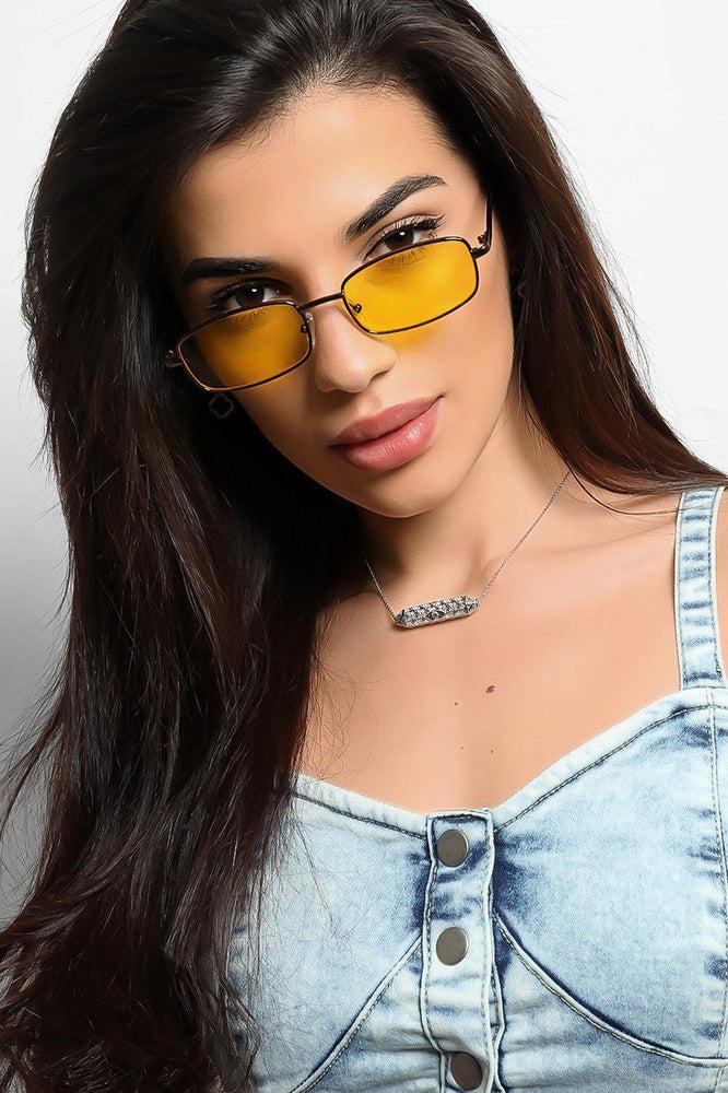 Yellow Retro Squoval Aviator Sunglasses-SinglePrice