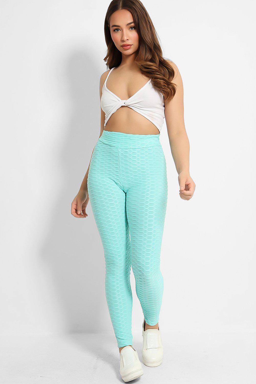Green High Waisted Anti-Cellulite Leggings-SinglePrice