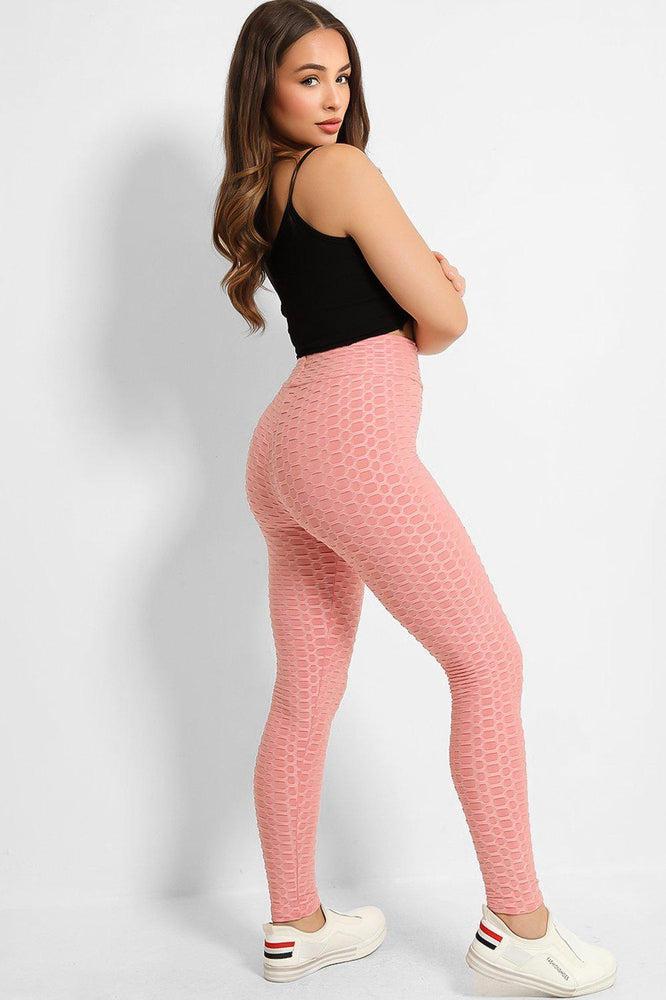 Pink High Waisted Anti-Cellulite Leggings-SinglePrice
