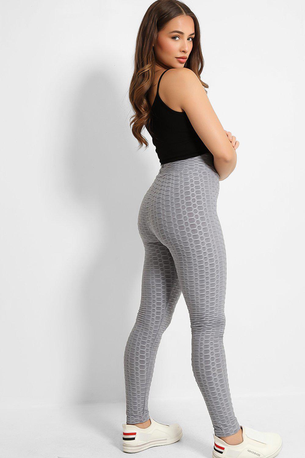 Grey High Waisted Anti-Cellulite Leggings-SinglePrice