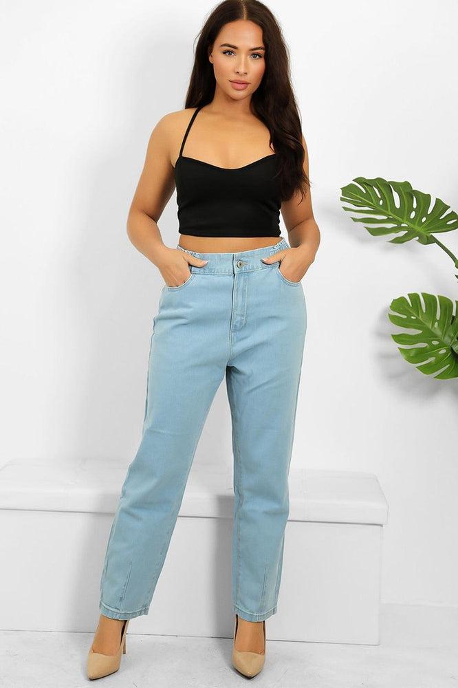 Sky Blue Denim Elastic Waist To Back Jeans-SinglePrice