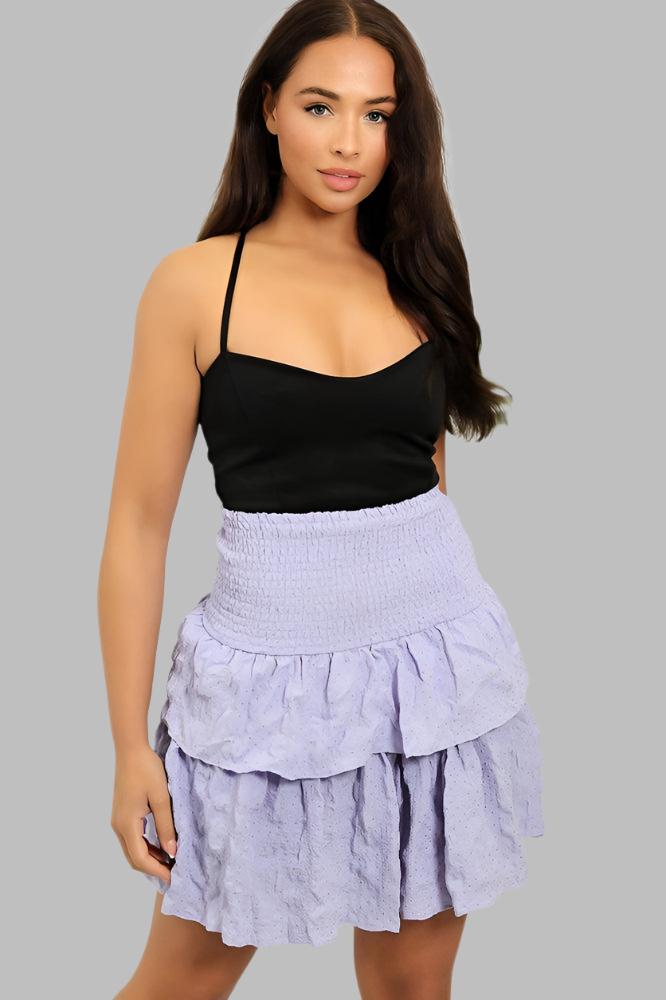 Gold Dots Layered Frills Skirt-SinglePrice