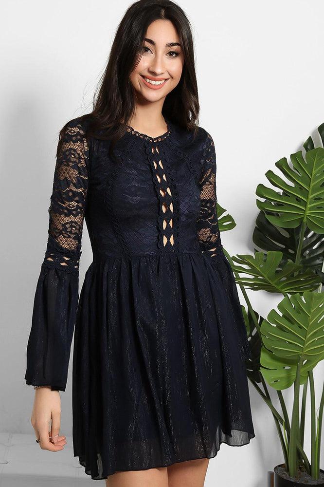 Lace And Shimmer Chiffon Dress-SinglePrice