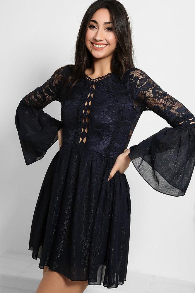 Lace And Shimmer Chiffon Dress-SinglePrice
