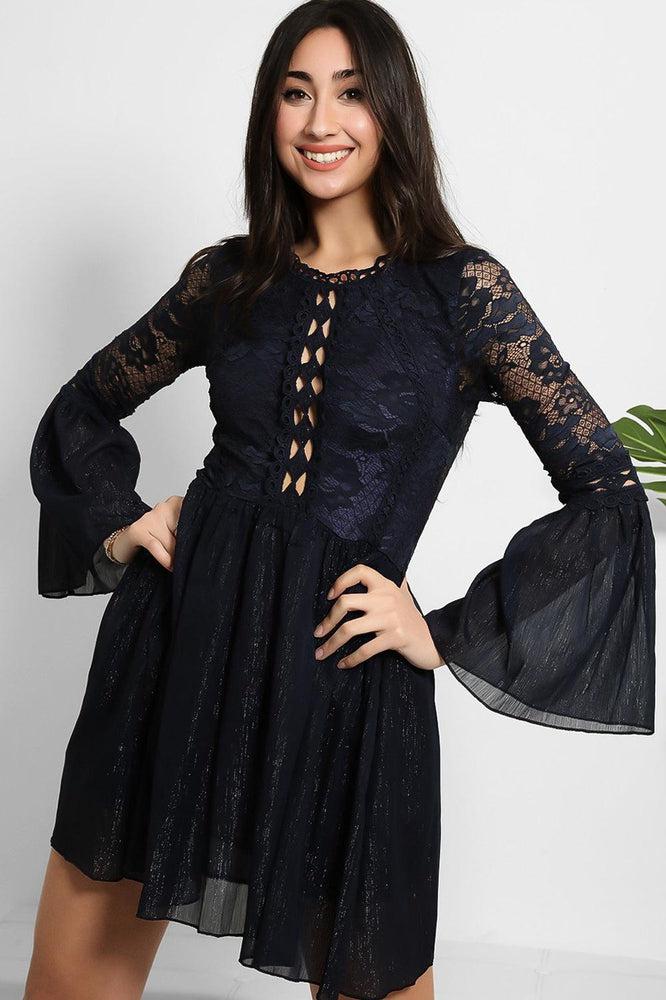 Lace And Shimmer Chiffon Dress-SinglePrice