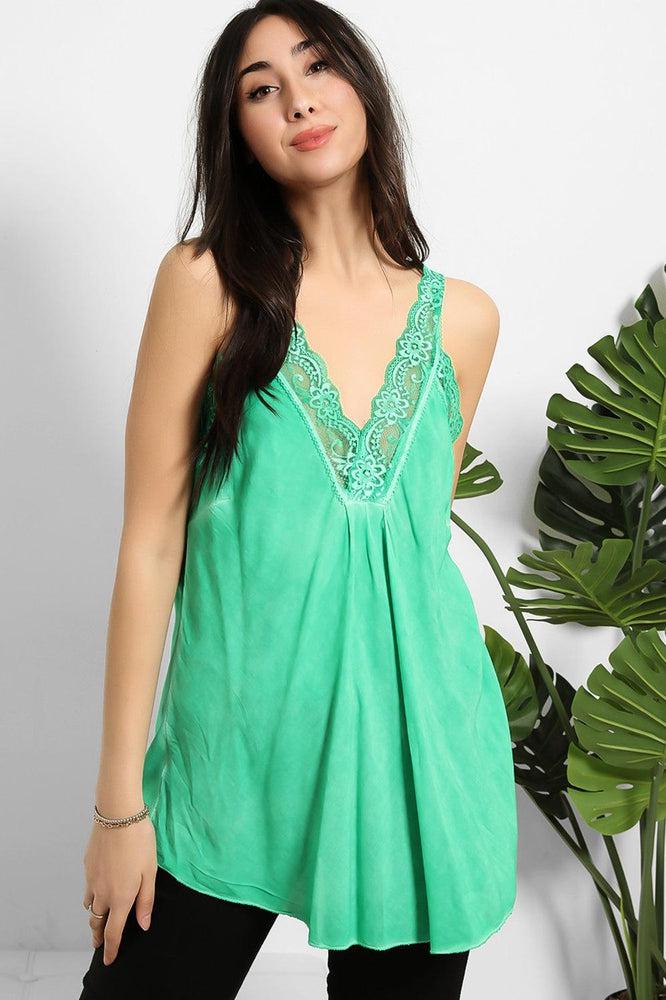 Lace Details Bleached Effect Viscose Cami Top-SinglePrice