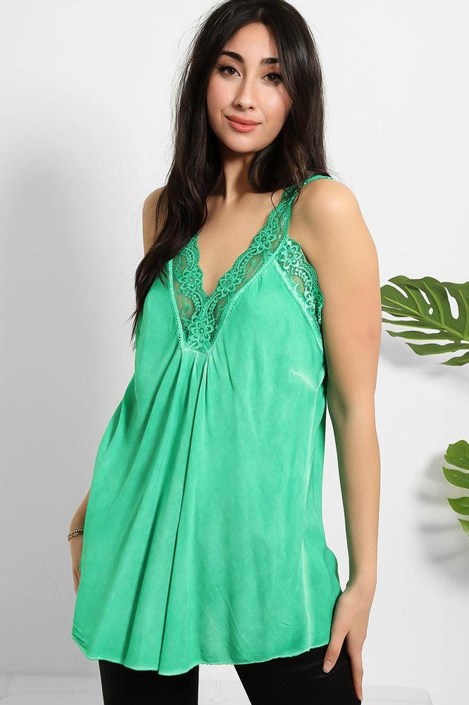 Lace Details Bleached Effect Viscose Cami Top-SinglePrice