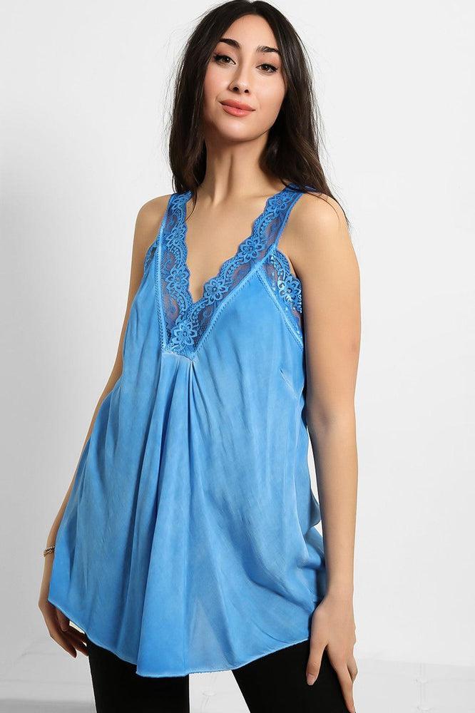Lace Details Bleached Effect Viscose Cami Top-SinglePrice