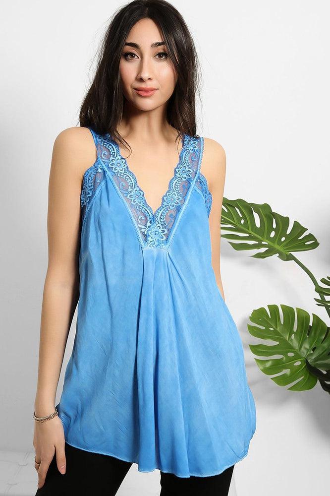 Lace Details Bleached Effect Viscose Cami Top-SinglePrice