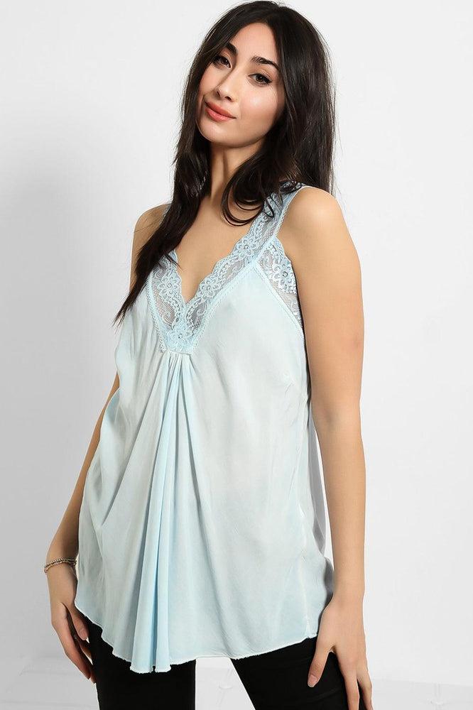 Lace Details Bleached Effect Viscose Cami Top-SinglePrice