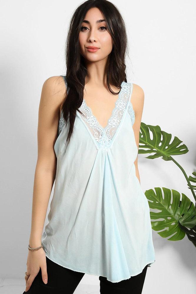 Lace Details Bleached Effect Viscose Cami Top-SinglePrice