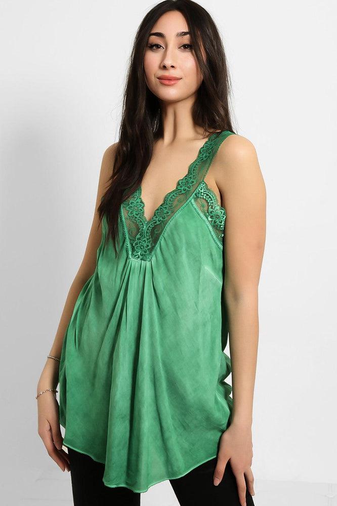 Lace Details Bleached Effect Viscose Cami Top-SinglePrice