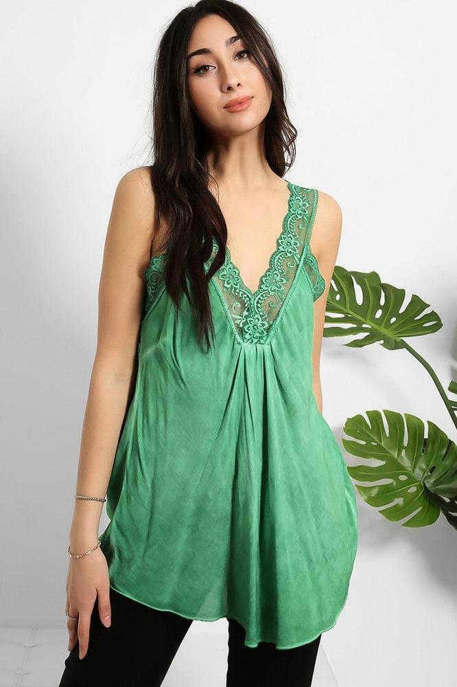 Lace Details Bleached Effect Viscose Cami Top-SinglePrice