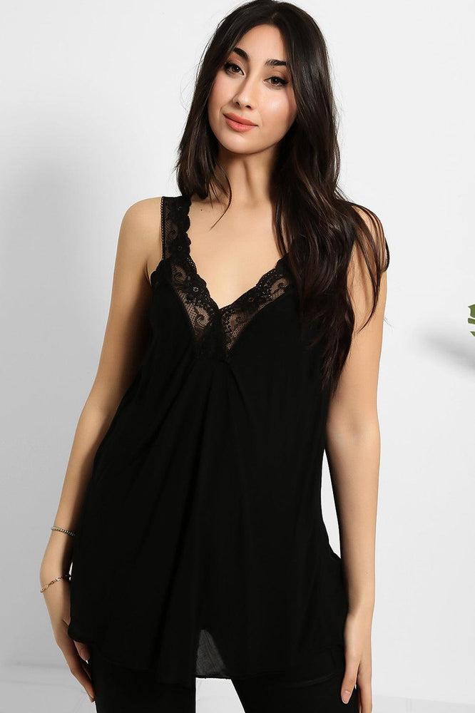 Lace Details Bleached Effect Viscose Cami Top-SinglePrice