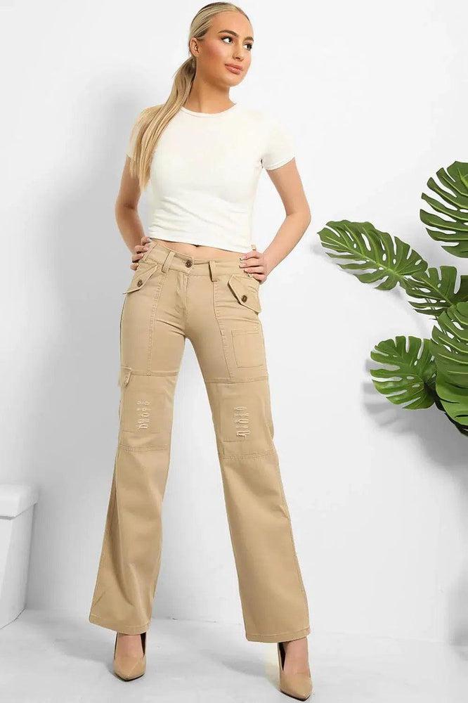 Distressed Pockets Heavy Duty Cargo Trousers-SinglePrice