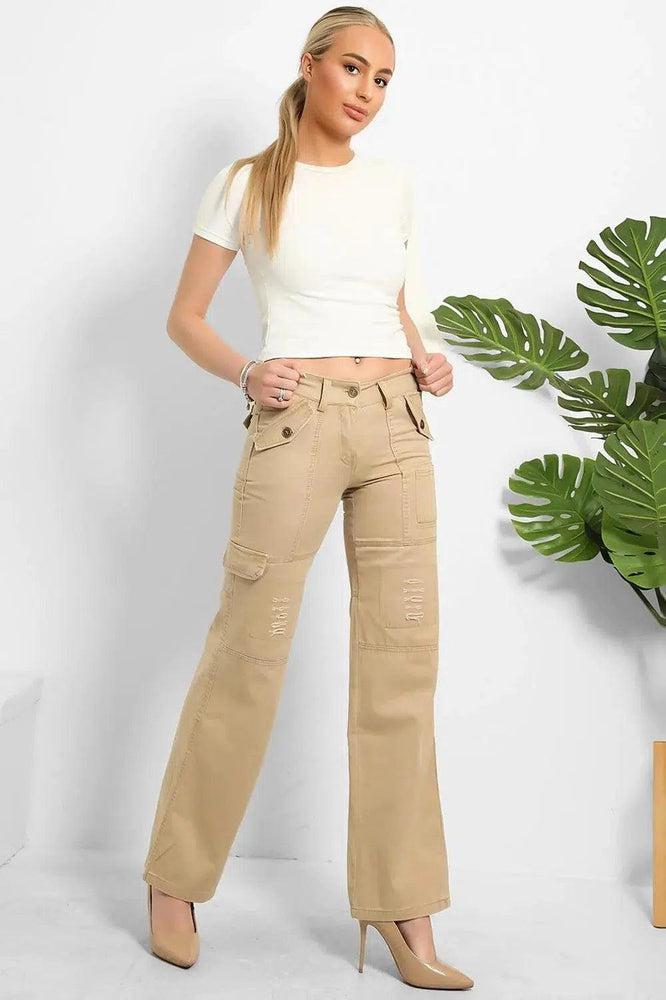 Distressed Pockets Heavy Duty Cargo Trousers-SinglePrice