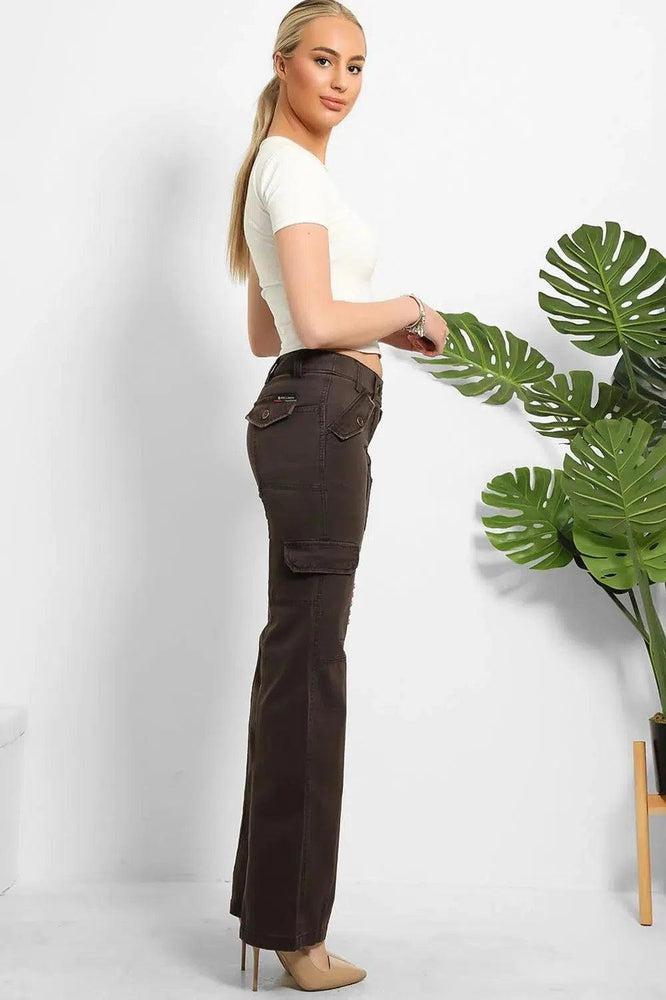 Distressed Pockets Heavy Duty Cargo Trousers-SinglePrice