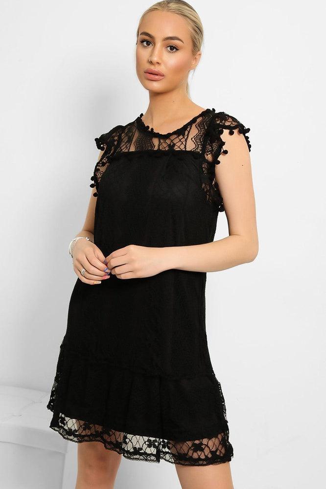Pom Pom Sleeves Lace Summer Dress-SinglePrice