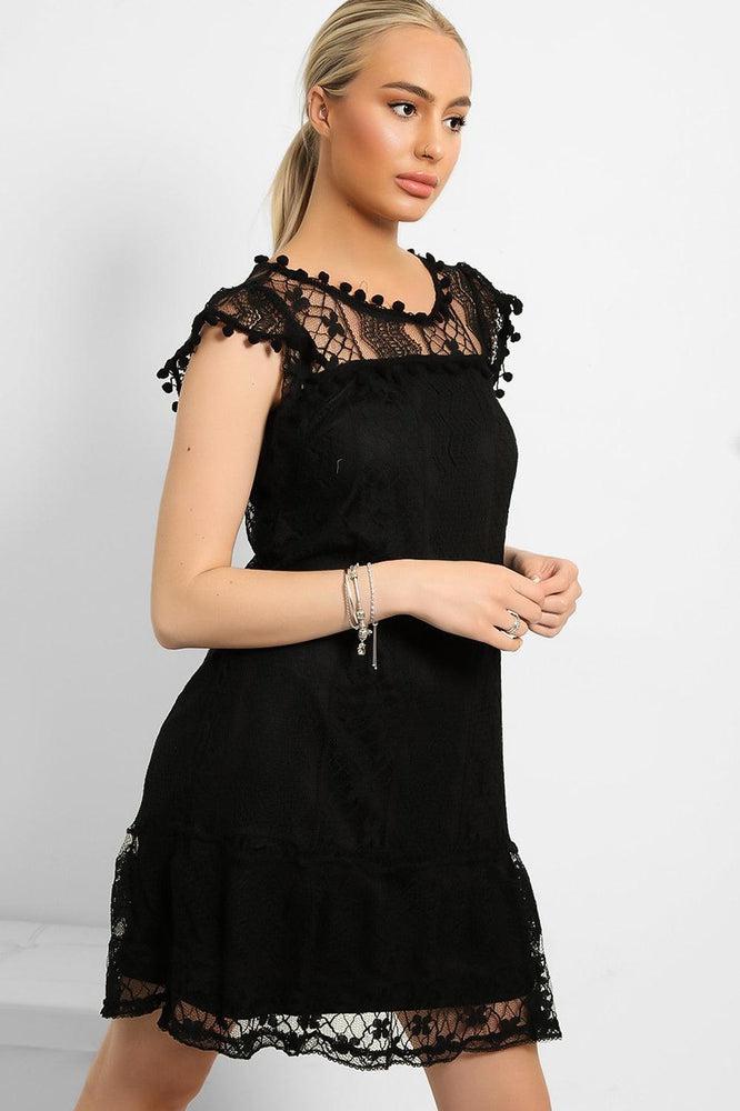 Pom Pom Sleeves Lace Summer Dress-SinglePrice