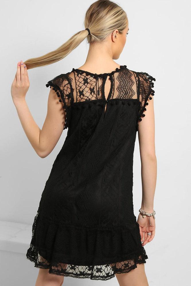 Pom Pom Sleeves Lace Summer Dress-SinglePrice