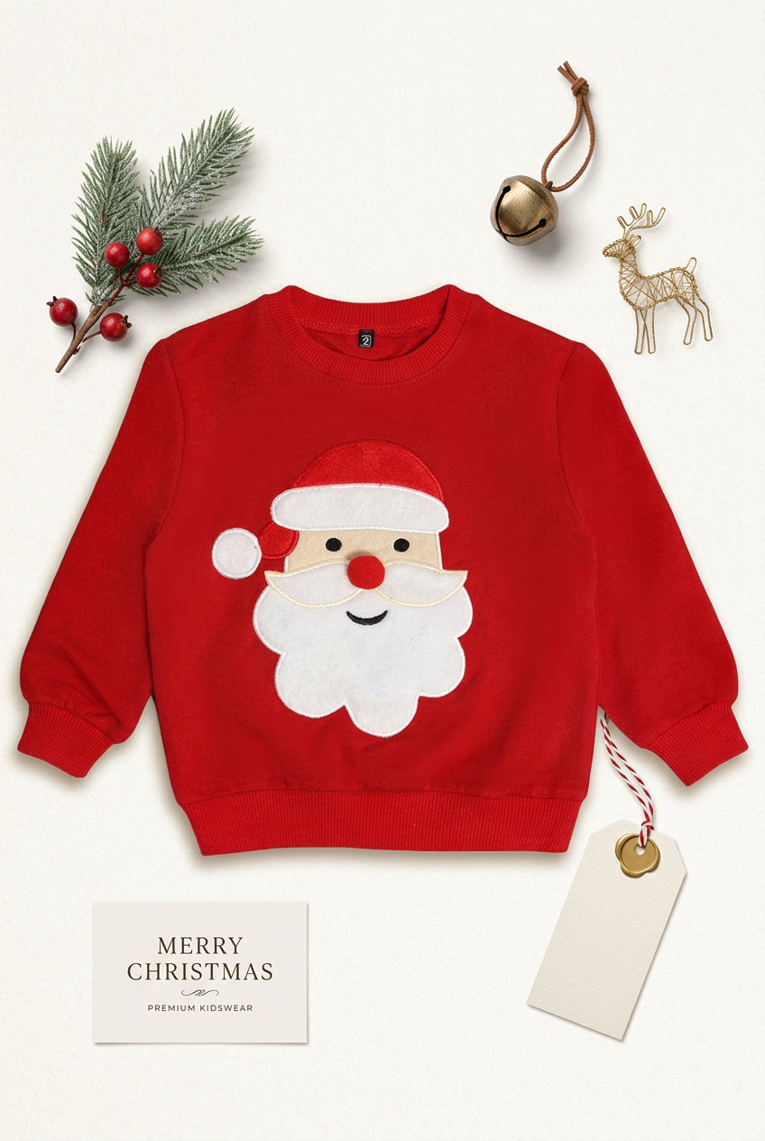 Red Santa Christmas Kids Sweatshirt-SinglePrice