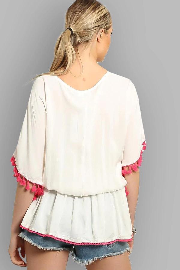 Cream Multicolour Embroidery Summer Tunic