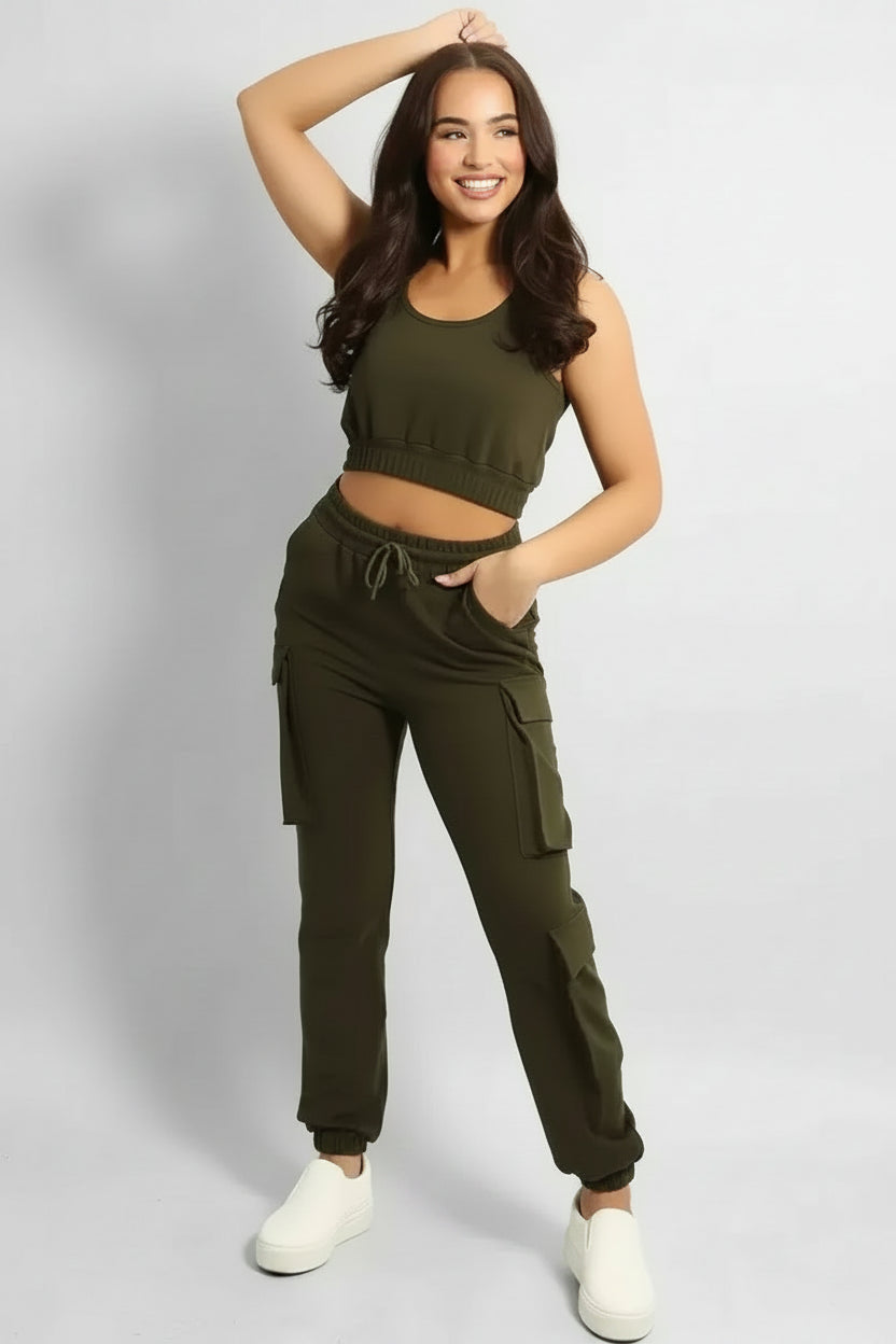 Crop Top and Utility Cargo Pants Set-SinglePrice