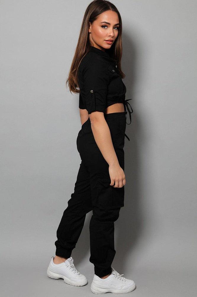 Black Parachute Fabric Utility Cargo Set-SinglePrice