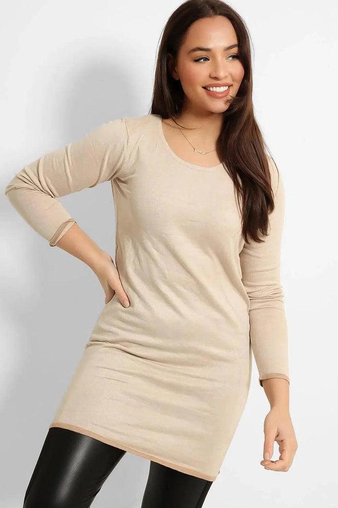 Beige Super Fine Knit Tunic-SinglePrice