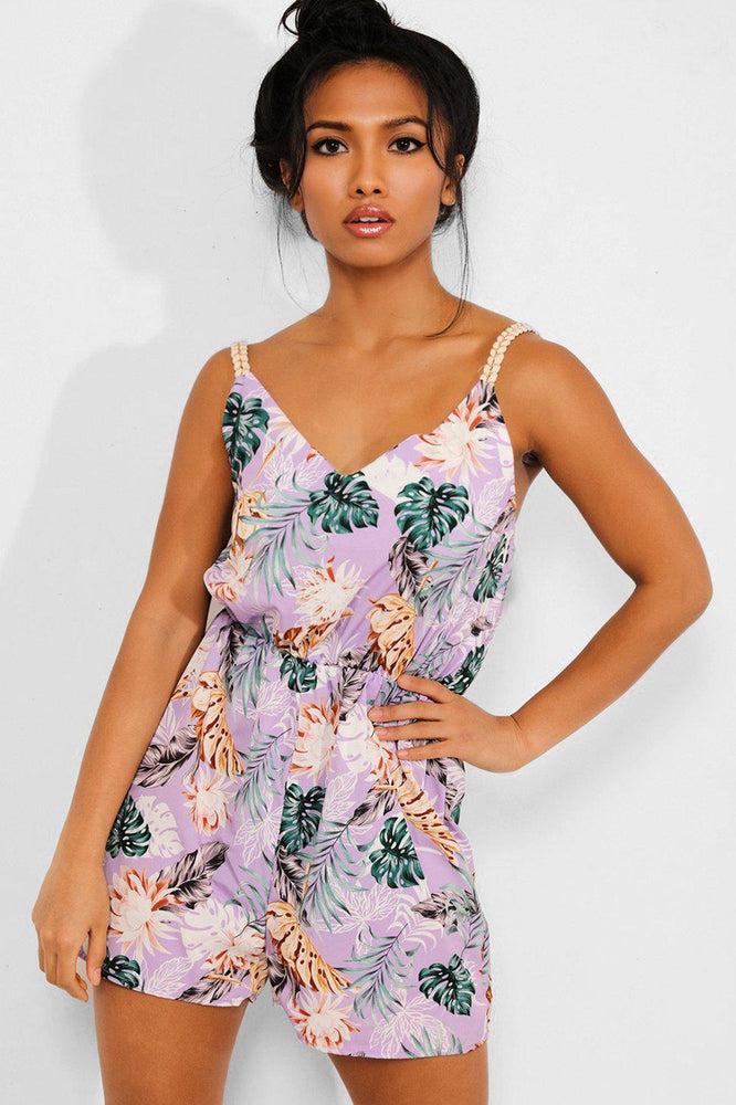 Lilac Tropical Print Cami Playsuit-SinglePrice