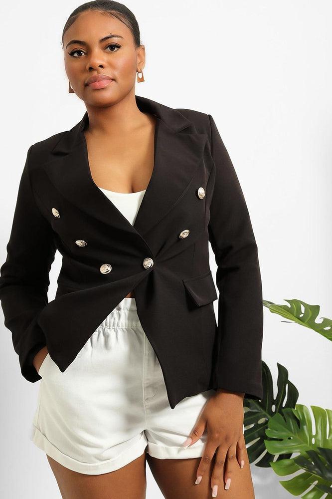 Military Silver Buttons Smart Blazer-SinglePrice