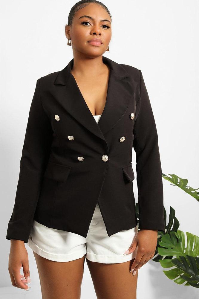 Military Silver Buttons Smart Blazer-SinglePrice