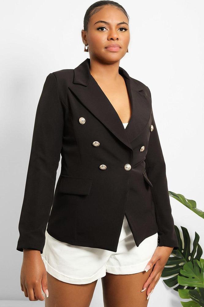 Military Silver Buttons Smart Blazer-SinglePrice