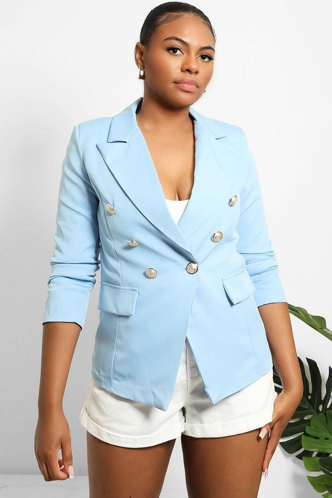Military Silver Buttons Smart Blazer-SinglePrice